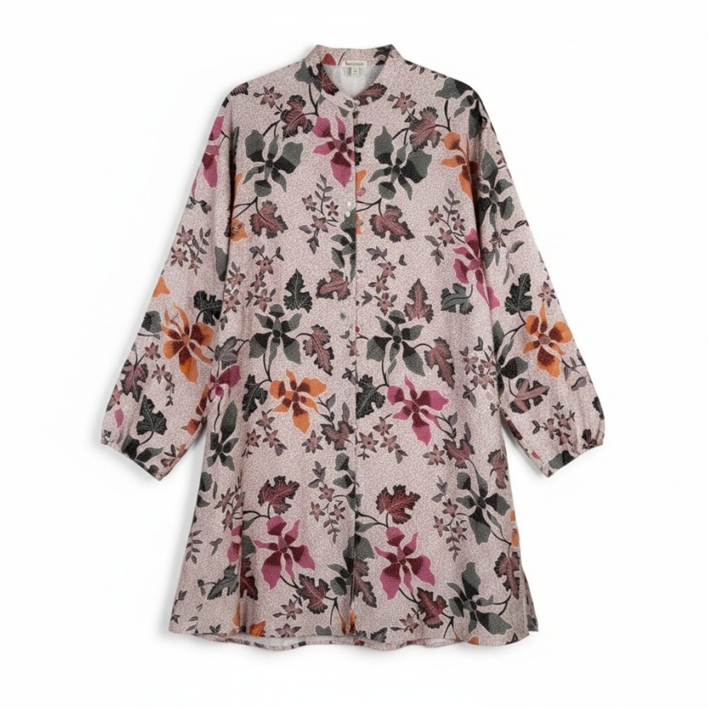 Milos Womens Floral Batik 100% Silk Kimono Top Pink Boho Cottage Festival Medium